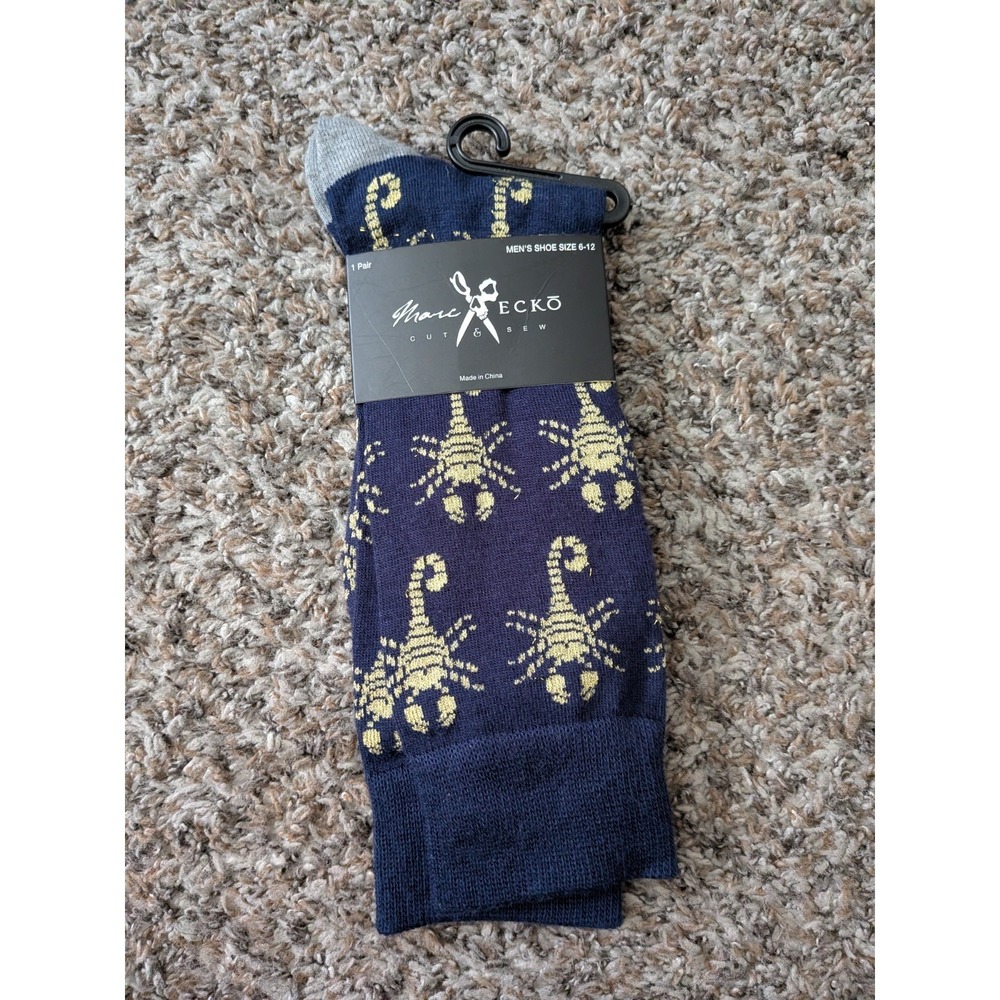 Marc Ecko Cut & Sew Socks Men's Dress Sock 1 Pair‎ blue Scorpion Print NWT 8-12